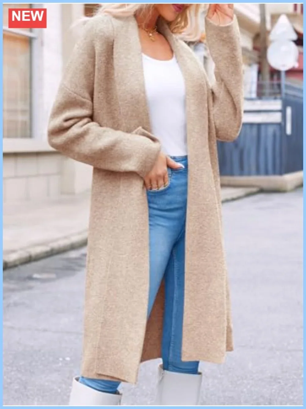 Chunky Knit Long Cardigan Coatigan Oversized Open Front Sweater